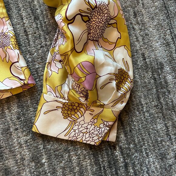 Sandro Paris Printed Silk Puff Sleeve Top,  Size 1 (equivalent of a small) - Picture 8 of 12